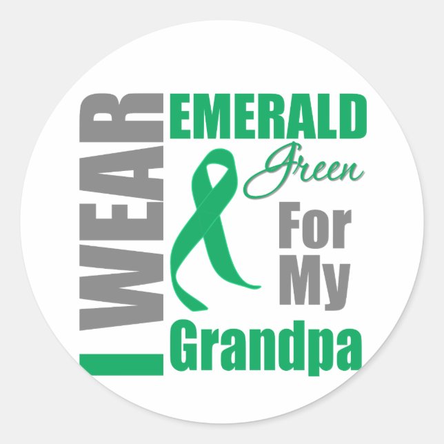 Liver Cancer I Wear Emerald Green Grandpa Classic Round Sticker (Front)
