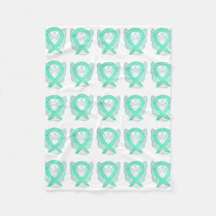 Liver Cancer Jade Awareness Ribbon Fleece Blankets