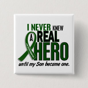 Liver Cancer NEVER KNEW A HERO 2 Son 15 Cm Square Badge