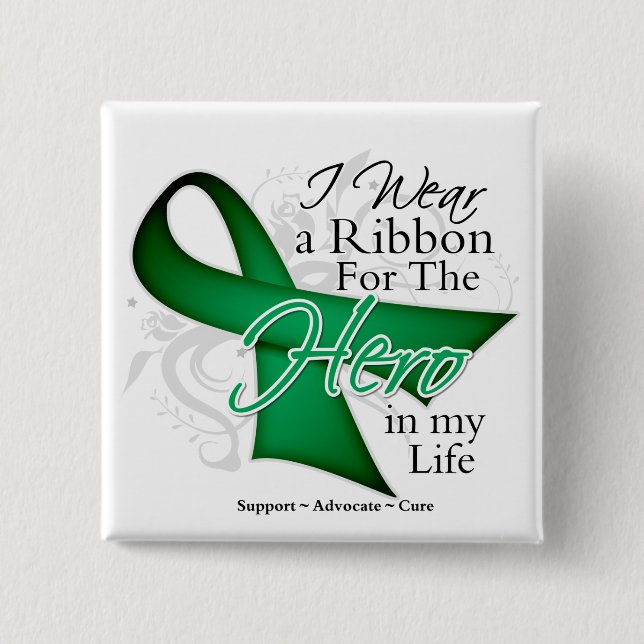Liver Cancer Ribbon Hero in My Life 15 Cm Square Badge (Front)