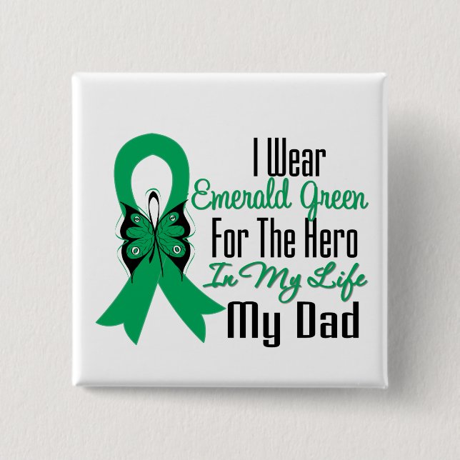 Liver Cancer Ribbon Hero My Dad 15 Cm Square Badge (Front)