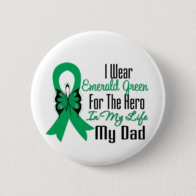 Liver Cancer Ribbon Hero My Dad 6 Cm Round Badge (Front)