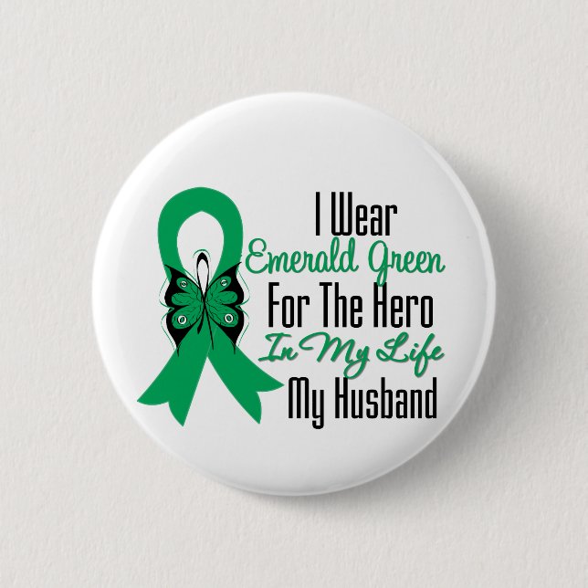 Liver Cancer Ribbon Hero My Husband 6 Cm Round Badge (Front)