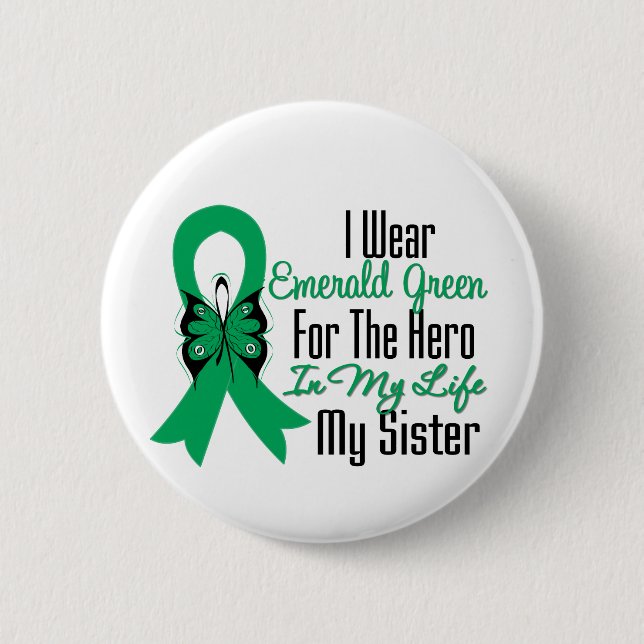 Liver Cancer Ribbon Hero My Sister 6 Cm Round Badge (Front)