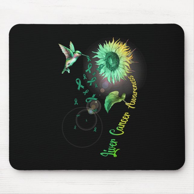 Liver Cancer Sunflower Hummingbird  Mouse Mat (Front)