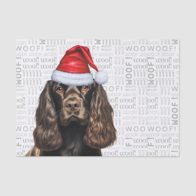 Liver Cocker Spaniel Dog Festive Christmas Holiday Tissue Paper (Front)