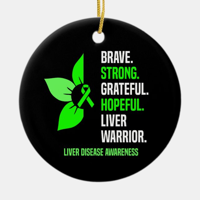 Liver Disease Awareness Ceramic Tree Decoration (Front)