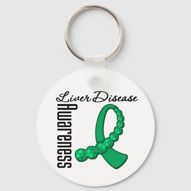 Liver Disease Awareness Gemstone Ribbon Key Ring (Front)