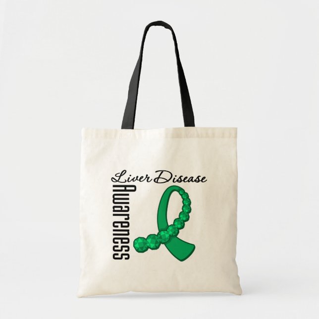 Liver Disease Awareness Gemstone Ribbon Tote Bag (Front)