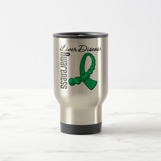 Liver Disease Awareness Gemstone Ribbon Travel Mug (Center)