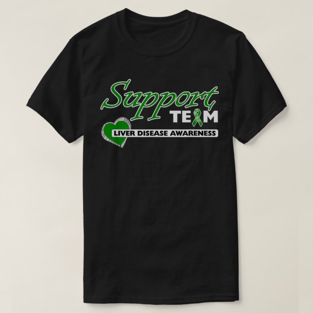 Liver Disease Awareness Green Support Ribbon  T-Shirt (Design Front)