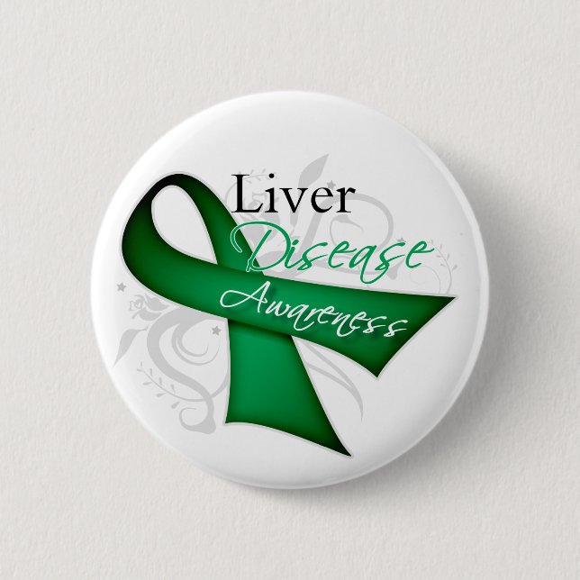 Liver Disease Awareness Ribbon 6 Cm Round Badge (Front)