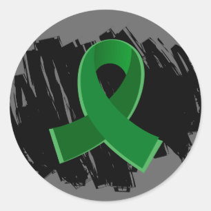 Liver Disease Emerald Green Ribbon With Scribble Classic Round Sticker