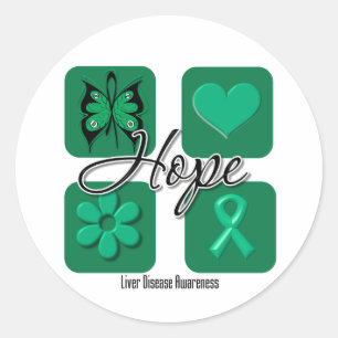 Liver Disease Hope Love Inspire Awareness Classic Round Sticker