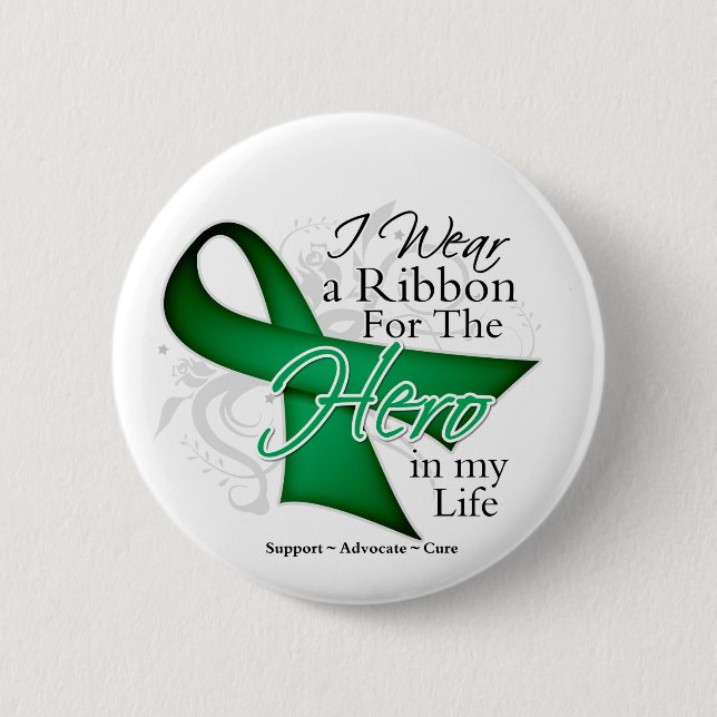 Liver Disease Ribbon Hero in My Life 6 Cm Round Badge (Front)