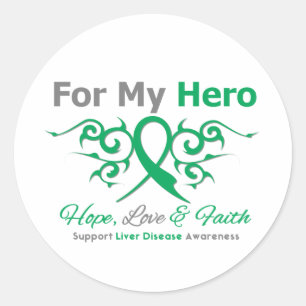 Liver Disease Tribal Ribbon Hero Classic Round Sticker