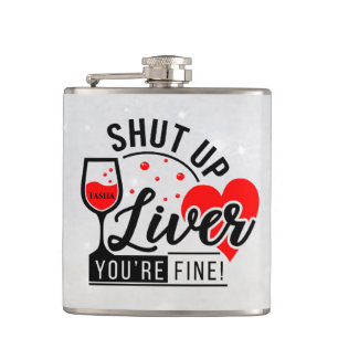 Liver Quote Personalised Hip Flask
