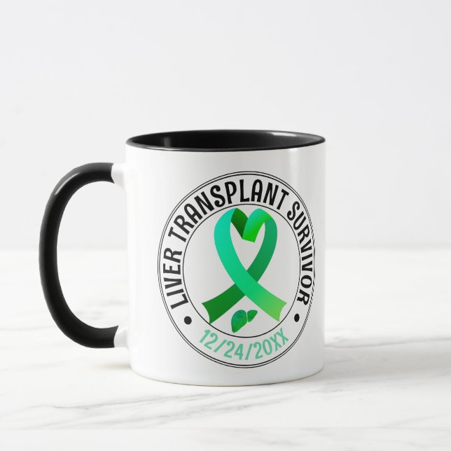 Liver Transplant Survivor Green Ribbon Coffee Mug (Left)