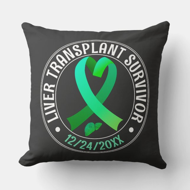 Liver Transplant Survivor Green Ribbon Custom Cushion (Front)