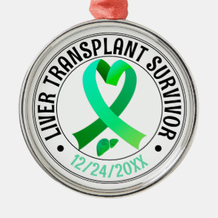 Liver Transplant Survivor Green Ribbon Custom Metal Tree Decoration