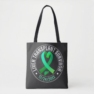 Liver Transplant Survivor Green Ribbon Custom Tote Bag