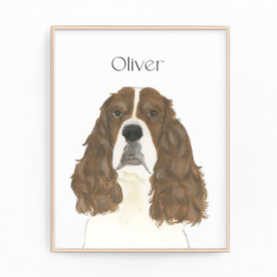 Liver & White English Springer Spaniel Art  Photo Print