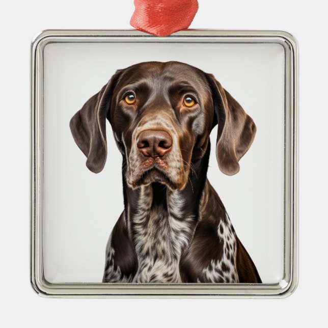 LIVER & WHITE GERMAN SHORTHAIRED POINTER DOG METAL TREE DECORATION (Front)