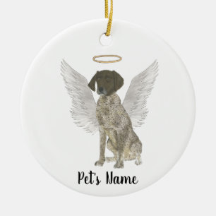 Liver & White German Shorthaired Pointer Sympathy Ceramic Tree Decoration