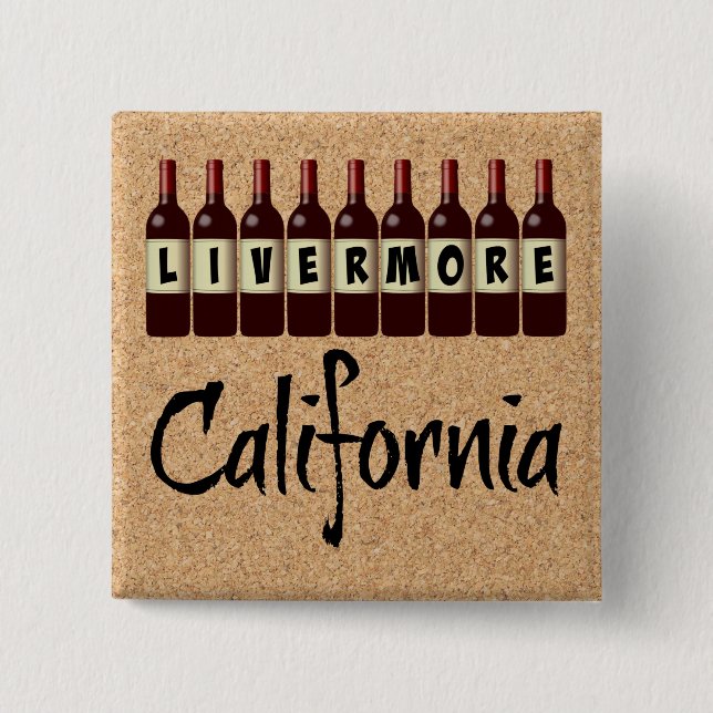 Livermore California Red Wine Bottles Tasting Fun 15 Cm Square Badge (Front)