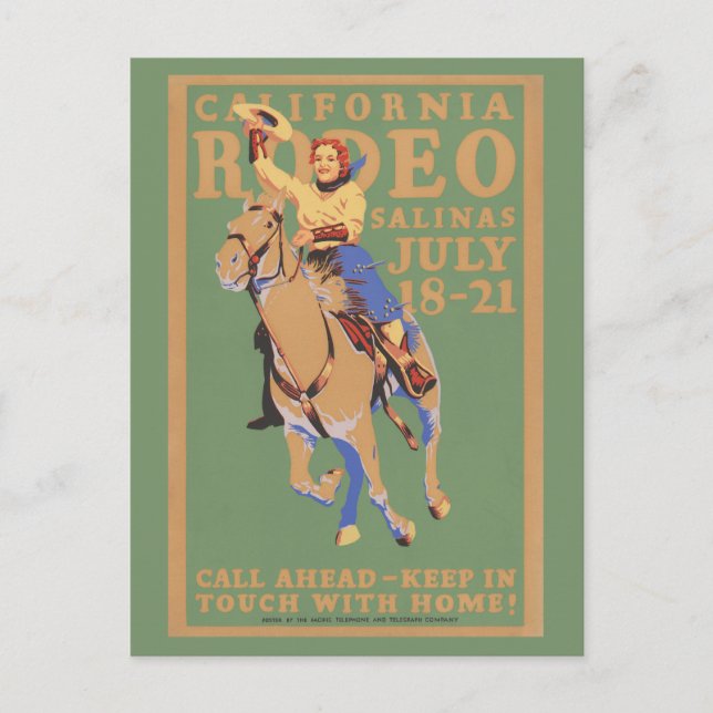 Livermore Rodeo USA Vintage Poster 1933 Postcard (Front)