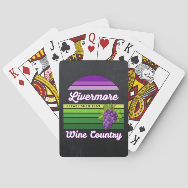 Livermore Wine Country Purple Green Stripes Grapes Playing Cards (Back)