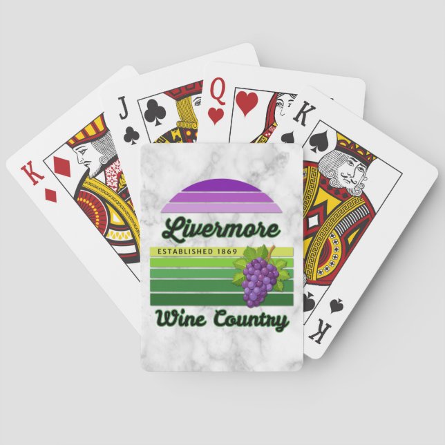 Livermore Wine Country Purple Green Stripes Grapes Playing Cards (Back)
