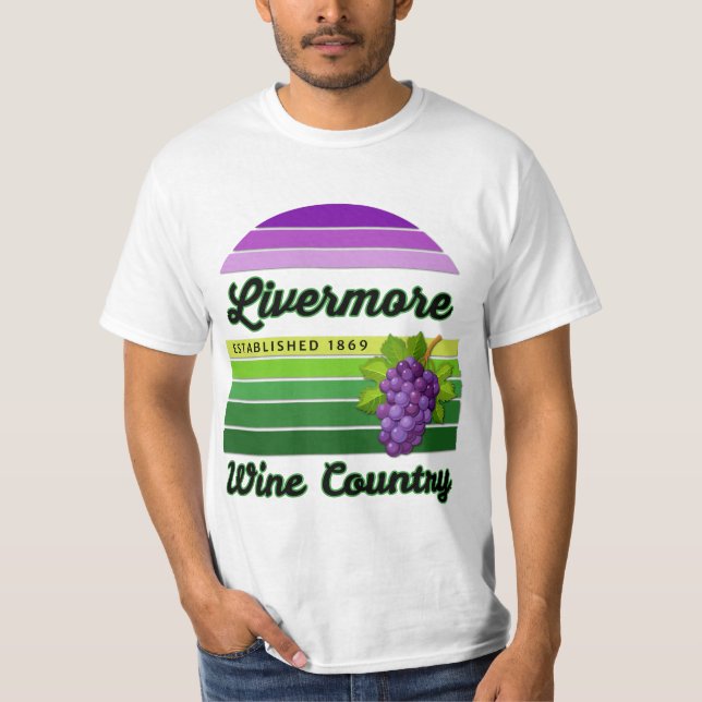 Livermore Wine Country Purple Green Stripes Grapes T-Shirt (Front)