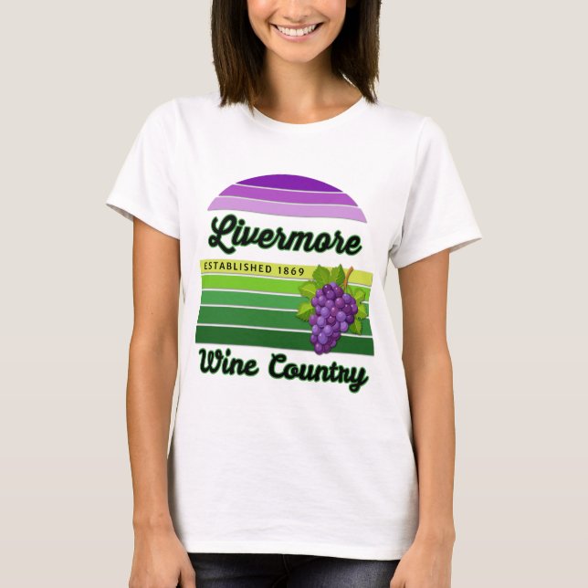 Livermore Wine Country Purple Green Stripes Grapes T-Shirt (Front)