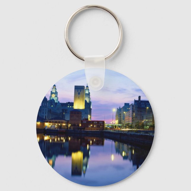 Liverpool at night, England Key Ring (Front)