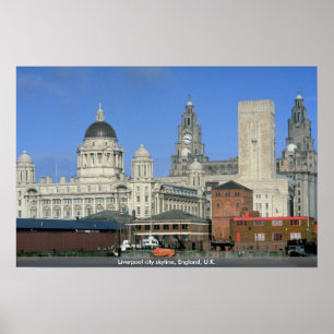Liverpool city skyline, England, U.K. Poster