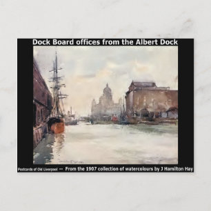 Liverpool Dock Board offices from the Albert Dock. Postcard