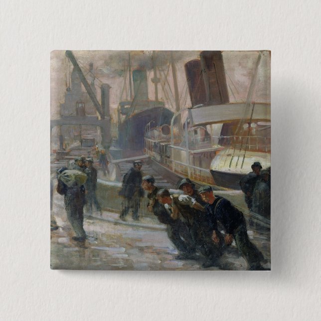 Liverpool Dockers at Dawn, 1903 15 Cm Square Badge (Front)