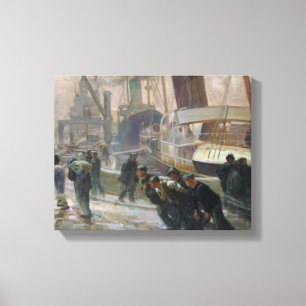 Liverpool Dockers at Dawn, 1903 Canvas Print