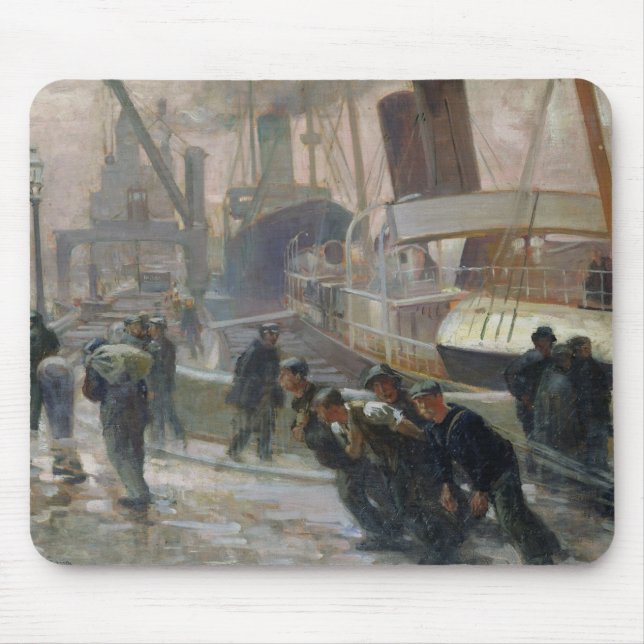 Liverpool Dockers at Dawn, 1903 Mouse Mat (Front)