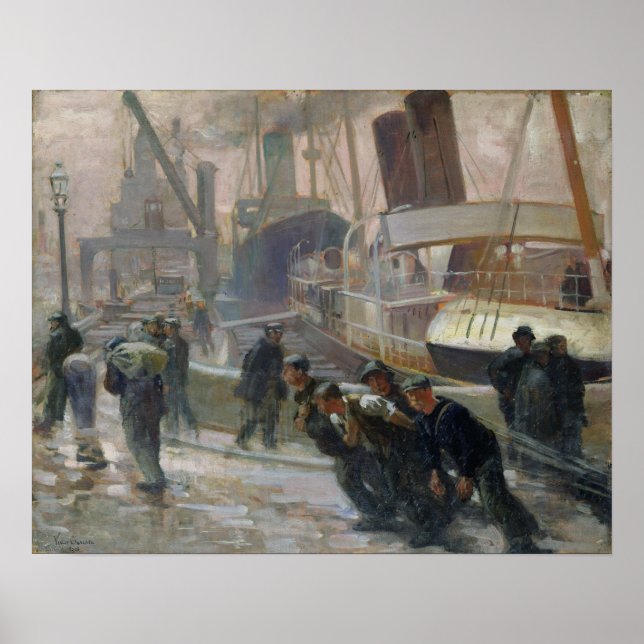 Liverpool Dockers at Dawn, 1903 Poster (Front)