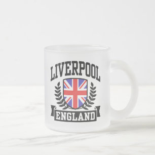 Liverpool England Frosted Glass Coffee Mug
