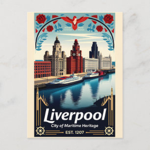 Liverpool England Retro Travel Poster Art Holiday Postcard
