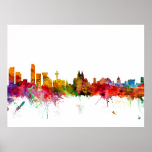Liverpool England Skyline Poster