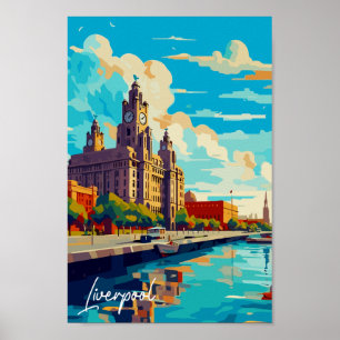 Liverpool England vintage travel Poster
