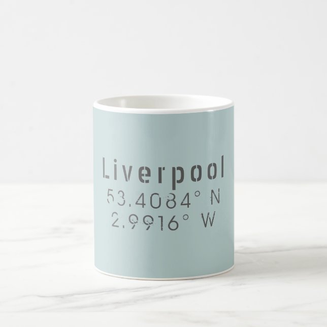 Liverpool Latitude Longitude Coffee Mug (Center)