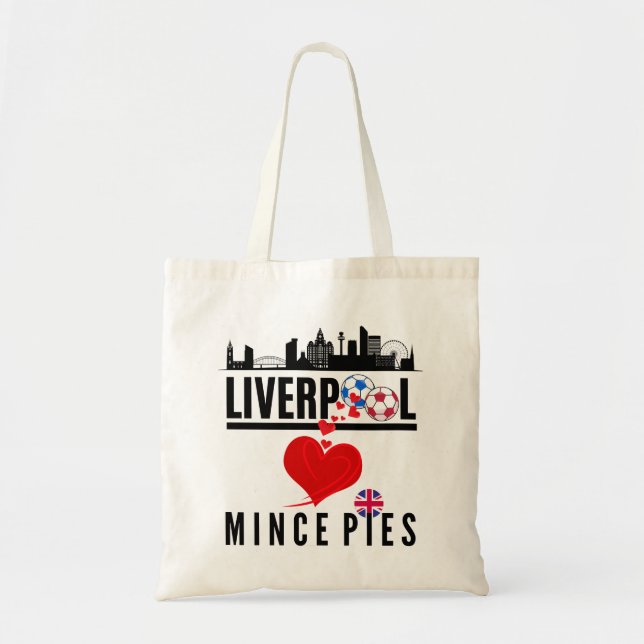 Liverpool Loves Mince Pies Cityscape Tote Bag (Front)