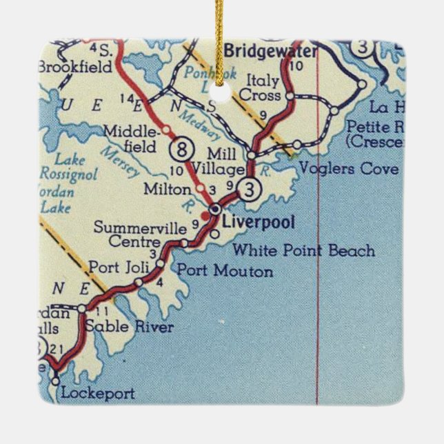 Liverpool NS Vintage Map Ceramic Ornament (Back)