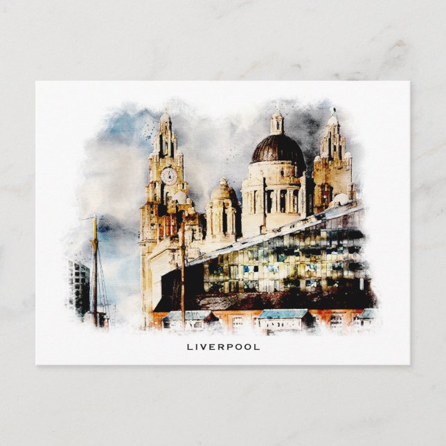 Liverpool Postcard in watercolour design (Front)