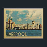 Liverpool Postcard Vintage Travel<br><div class="desc">Liverpool design in Vintage Travel style featuring the Royal Liver building on the River Mersey for this English United Kingdom scene.</div>